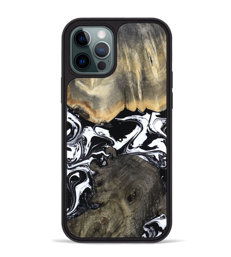 iPhone 12 Pro Max Wood Phone Case - Ishaan (Black & White, 787446)