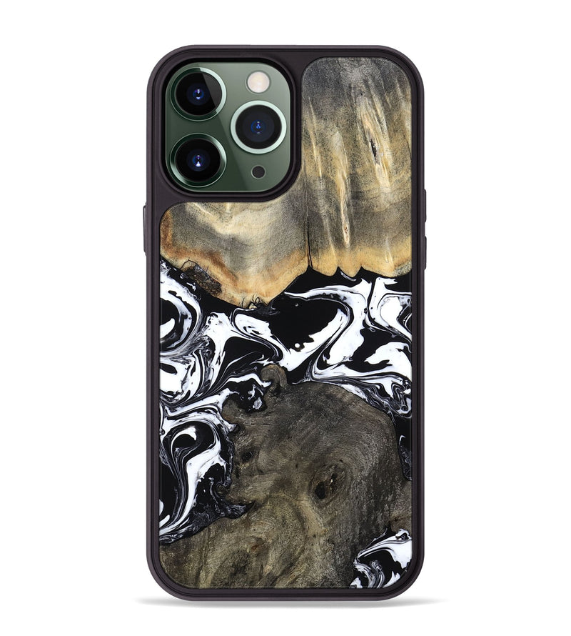 iPhone 13 Pro Max Wood Phone Case - Ishaan (Black & White, 787446)