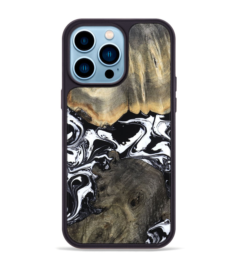 iPhone 14 Pro Max Wood Phone Case - Ishaan (Black & White, 787446)