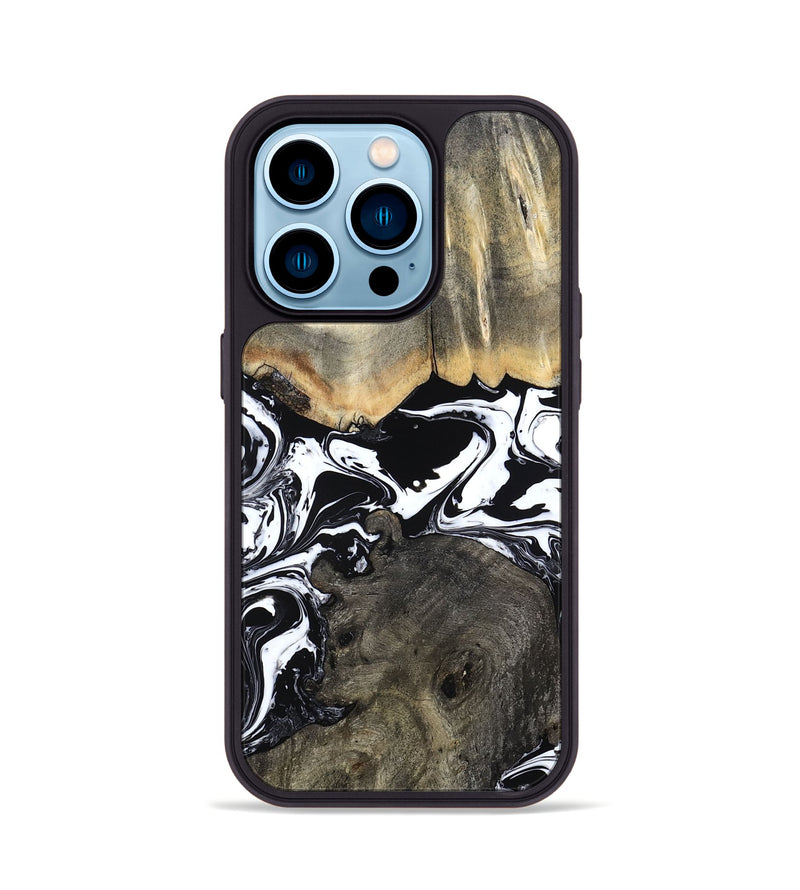 iPhone 14 Pro Wood Phone Case - Ishaan (Black & White, 787446)