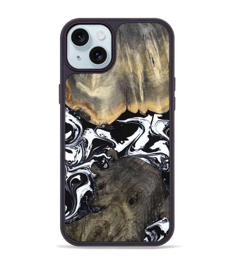 iPhone 15 Plus Wood Phone Case - Ishaan (Black & White, 787446)