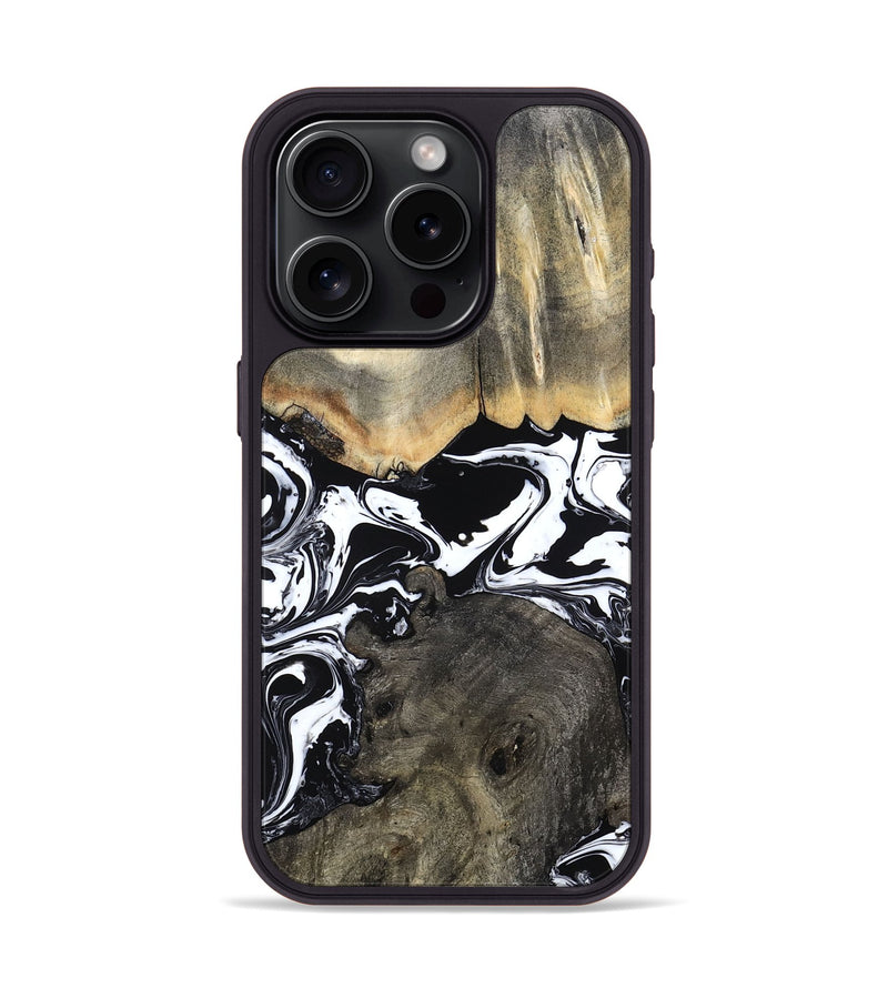 iPhone 15 Pro Wood Phone Case - Ishaan (Black & White, 787446)