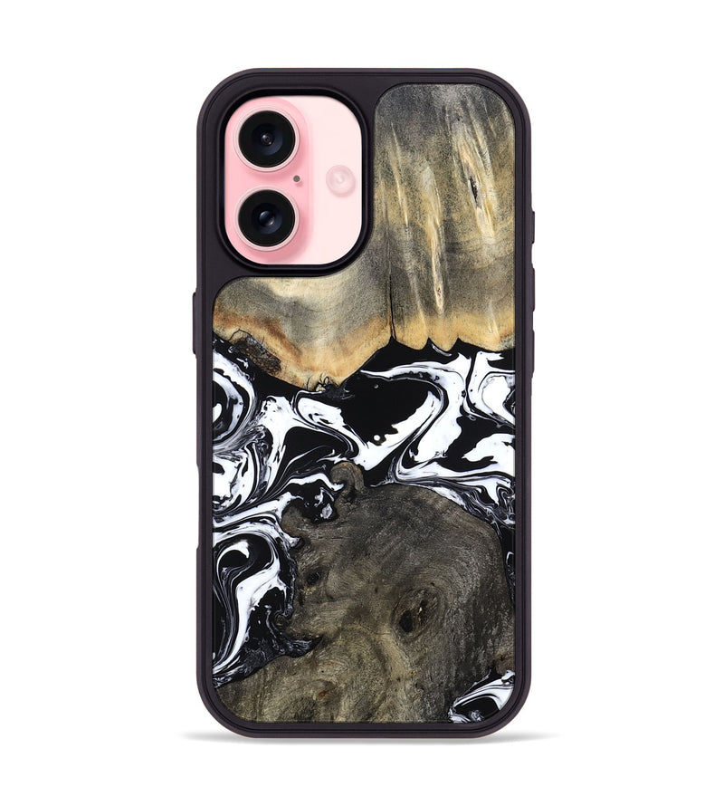 iPhone 16 Wood Phone Case - Ishaan (Black & White, 787446)