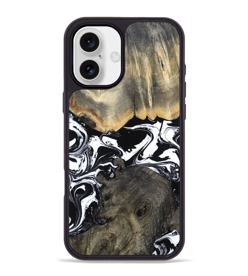 iPhone 16 Plus Wood Phone Case - Ishaan (Black & White, 787446)