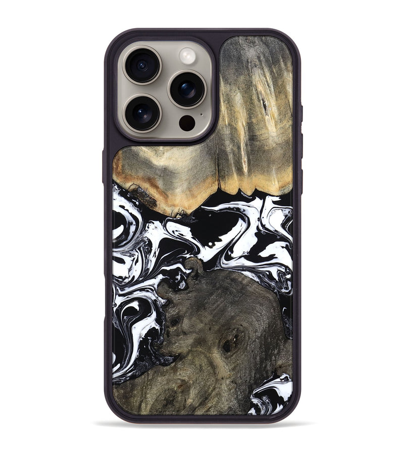 iPhone 16 Pro Max Wood Phone Case - Ishaan (Black & White, 787446)