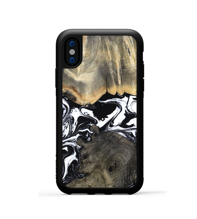 iPhone Xs Wood Phone Case - Ishaan (Black & White, 787446)