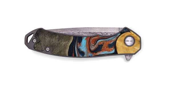 EDC Wood Pocket Knife - Mertie (Teal & Gold, 787461)