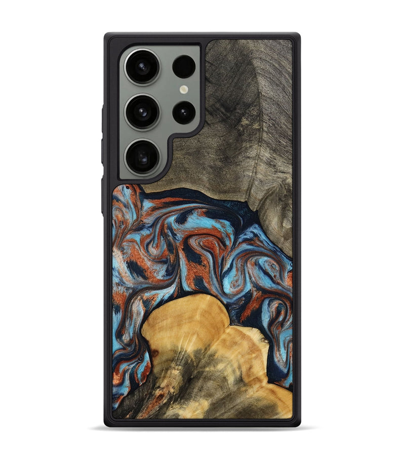 Galaxy S24 Ultra Wood Phone Case - Mertie (Teal & Gold, 787461)