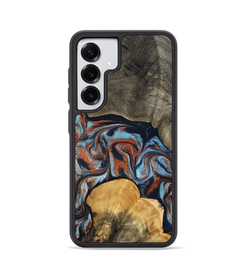 Galaxy S25 Wood Phone Case - Mertie (Teal & Gold, 787461)