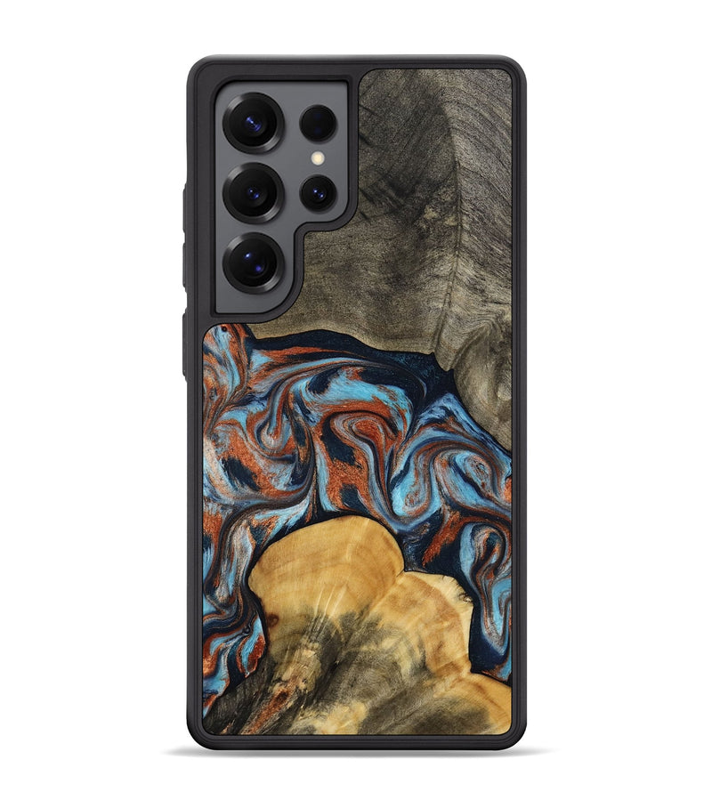 Galaxy S25 Ultra Wood Phone Case - Mertie (Teal & Gold, 787461)
