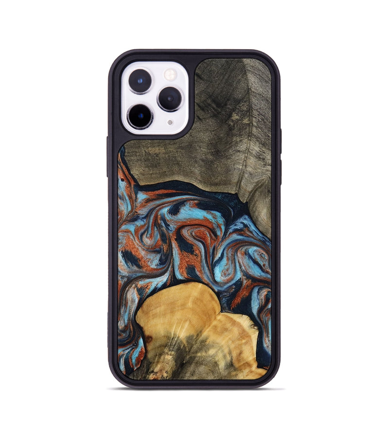iPhone 11 Pro Wood Phone Case - Mertie (Teal & Gold, 787461)