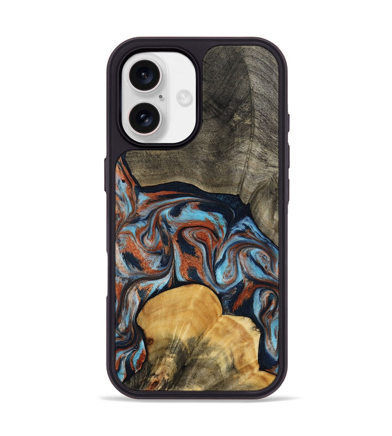 iPhone 17 Wood Phone Case - Mertie (Teal & Gold, 787461)