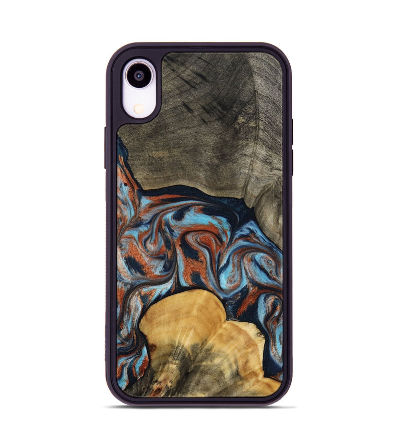 iPhone Xr Wood Phone Case - Mertie (Teal & Gold, 787461)