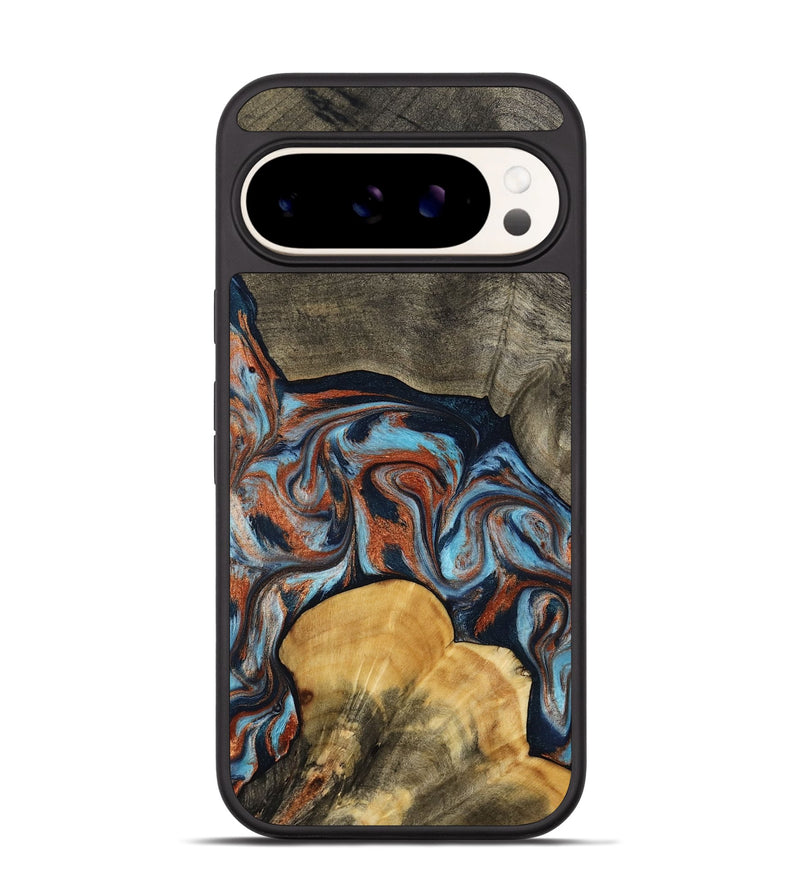 Pixel 9 Pro Wood Phone Case - Mertie (Teal & Gold, 787461)