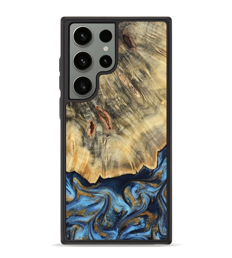 Galaxy S23 Ultra Wood Phone Case - Mira (Teal & Gold, 787465)