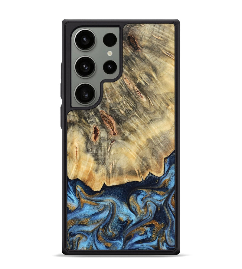 Galaxy S24 Ultra Wood Phone Case - Mira (Teal & Gold, 787465)