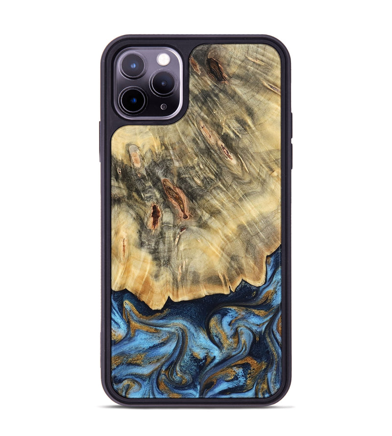 iPhone 11 Pro Max Wood Phone Case - Mira (Teal & Gold, 787465)