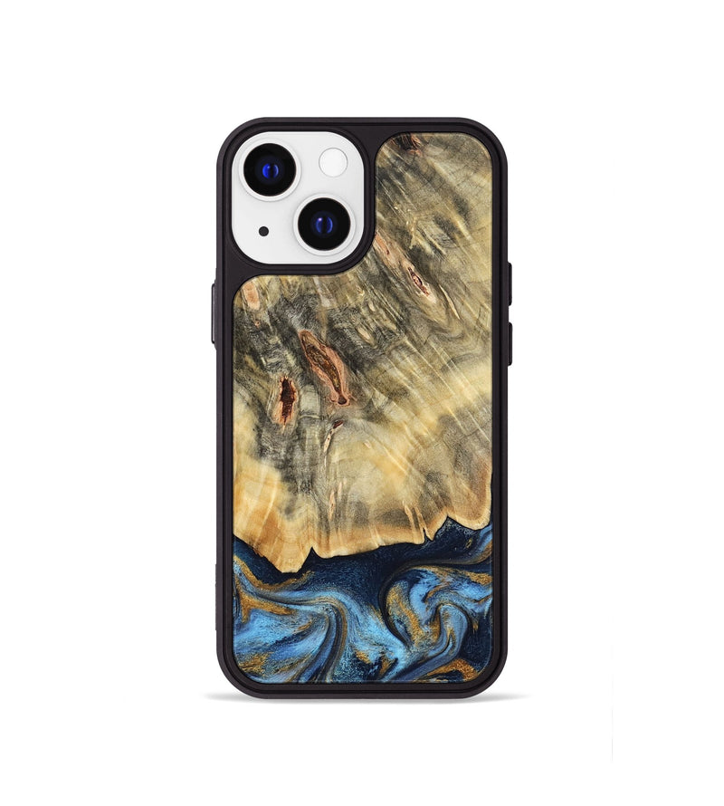 iPhone 13 mini Wood Phone Case - Mira (Teal & Gold, 787465)