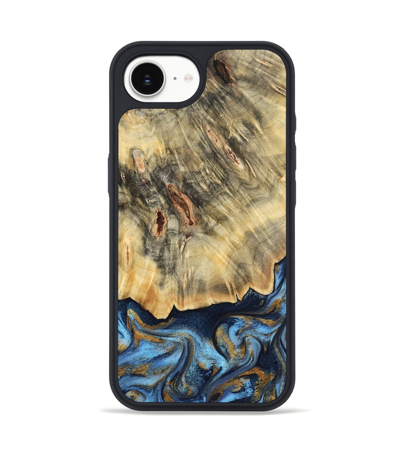 iPhone 16e Wood Phone Case - Mira (Teal & Gold, 787465)