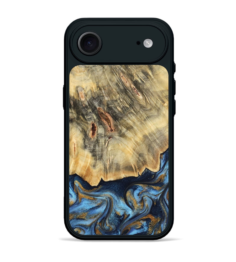 iPhone 17 Air Wood Phone Case - Mira (Teal & Gold, 787465)