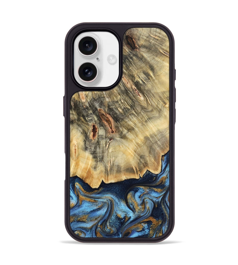 iPhone 17 Wood Phone Case - Mira (Teal & Gold, 787465)