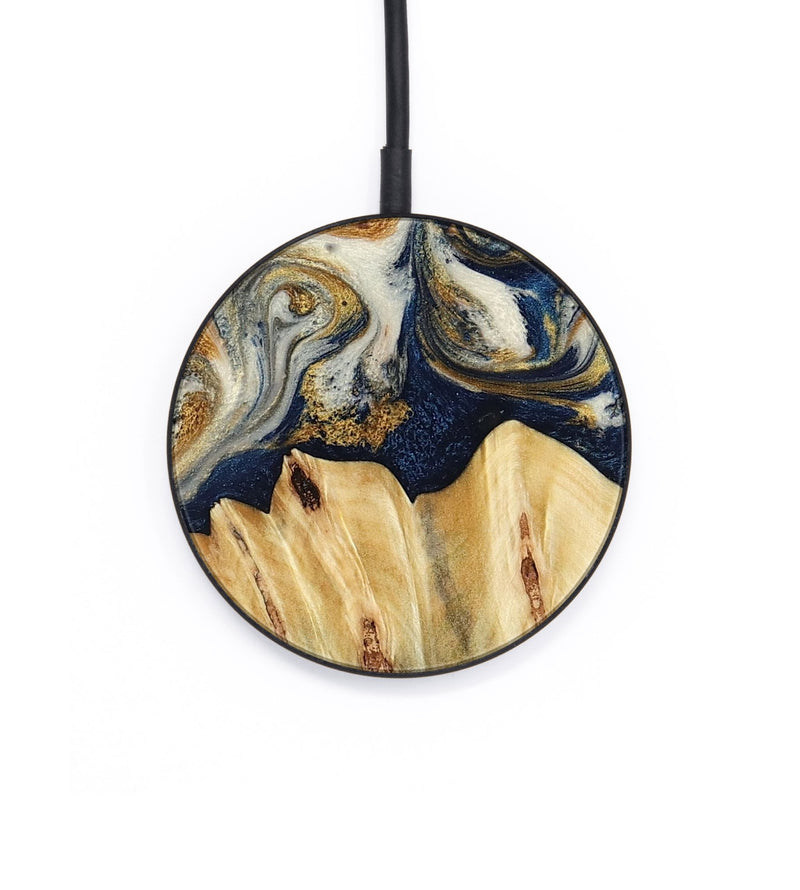 Circle Wood Wireless Charger - Judi (Teal & Gold, 787488)