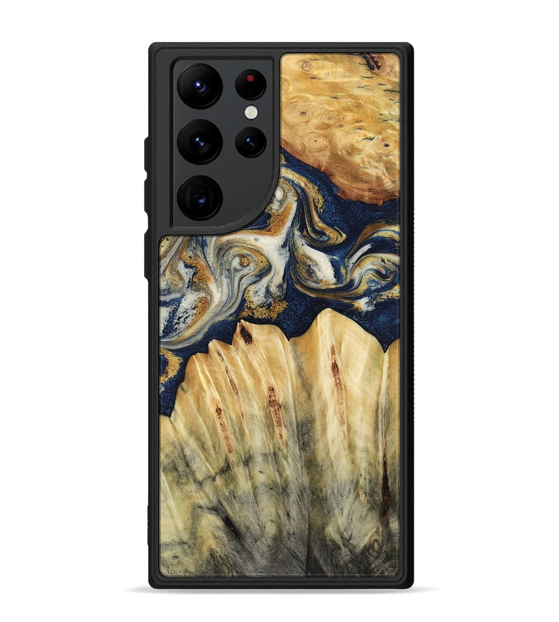 Galaxy S22 Ultra Wood Phone Case - Judi (Teal & Gold, 787488)