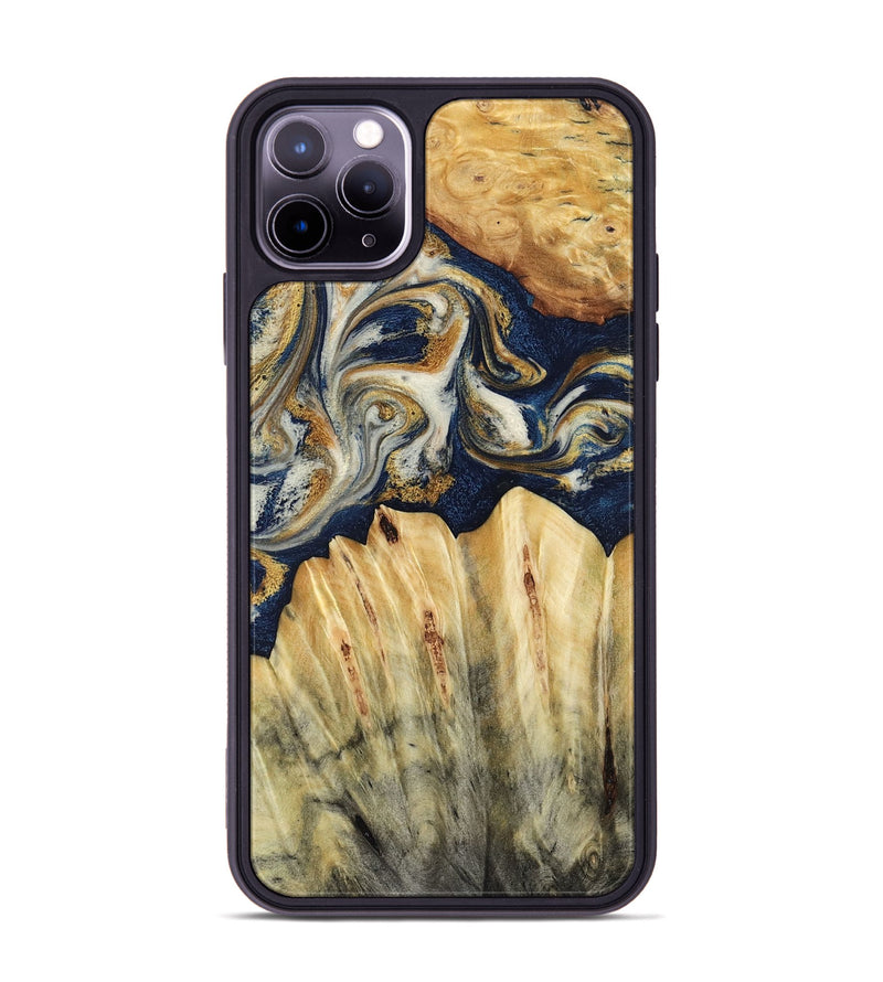 iPhone 11 Pro Max Wood Phone Case - Judi (Teal & Gold, 787488)