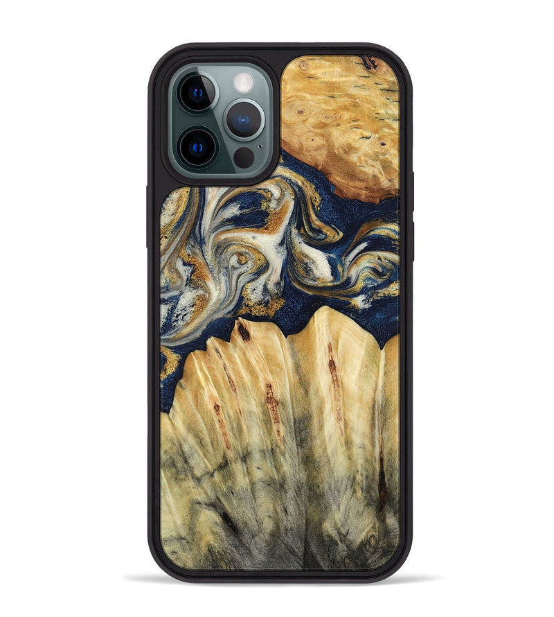 iPhone 12 Pro Max Wood Phone Case - Judi (Teal & Gold, 787488)