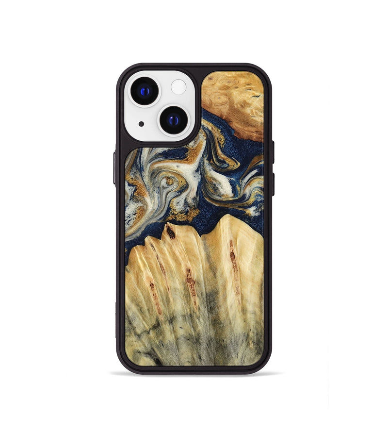 iPhone 13 mini Wood Phone Case - Judi (Teal & Gold, 787488)