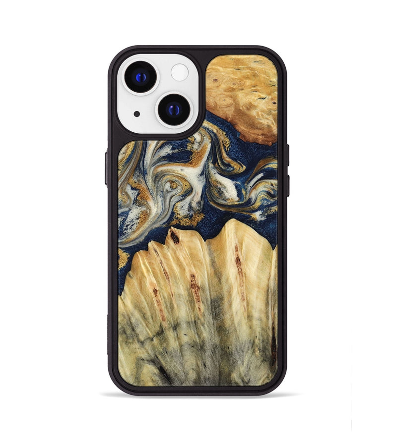 iPhone 13 Wood Phone Case - Judi (Teal & Gold, 787488)