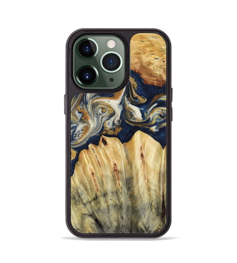 iPhone 13 Pro Wood Phone Case - Judi (Teal & Gold, 787488)