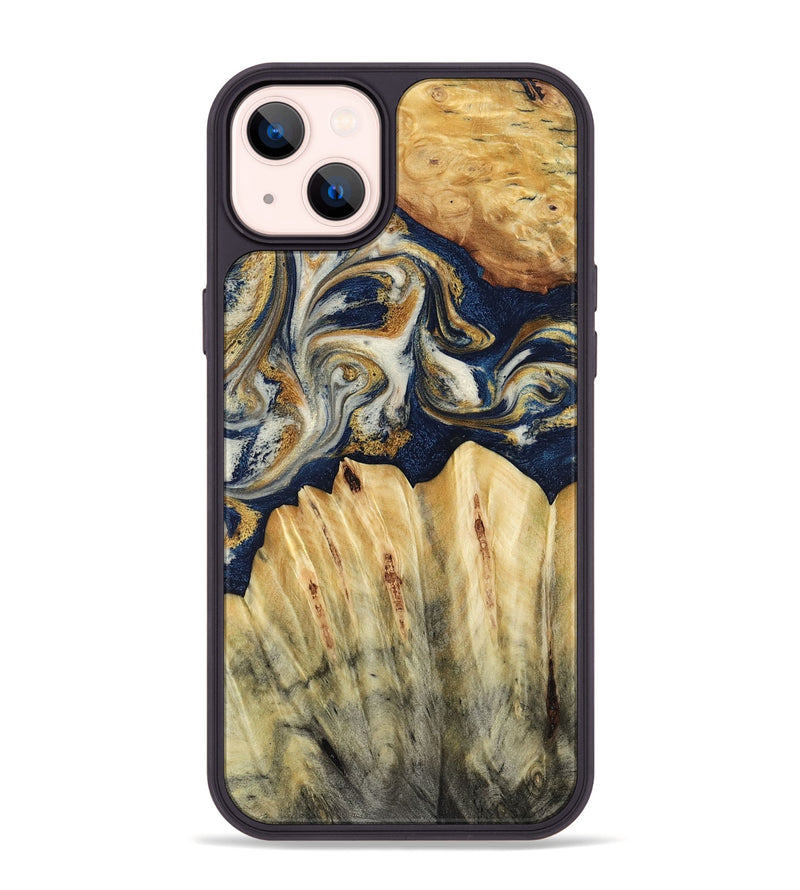 iPhone 14 Plus Wood Phone Case - Judi (Teal & Gold, 787488)