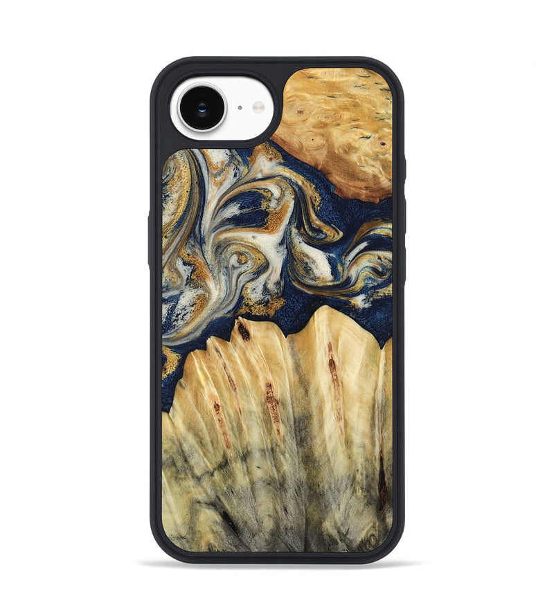 iPhone 16e Wood Phone Case - Judi (Teal & Gold, 787488)