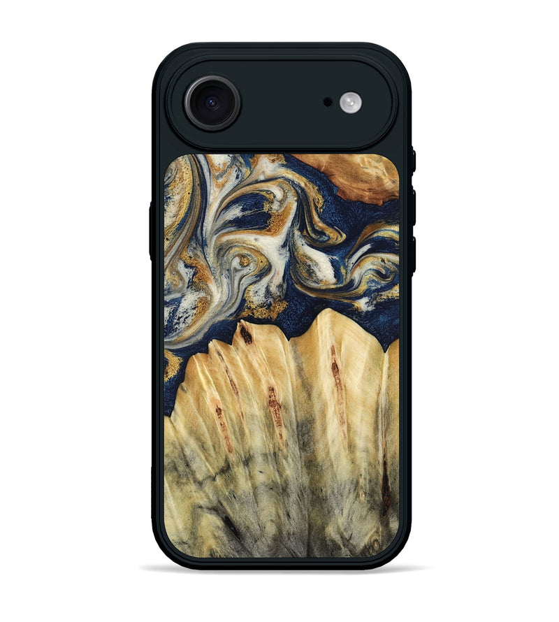 iPhone 17 Air Wood Phone Case - Judi (Teal & Gold, 787488)