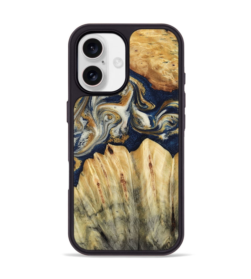iPhone 17 Wood Phone Case - Judi (Teal & Gold, 787488)