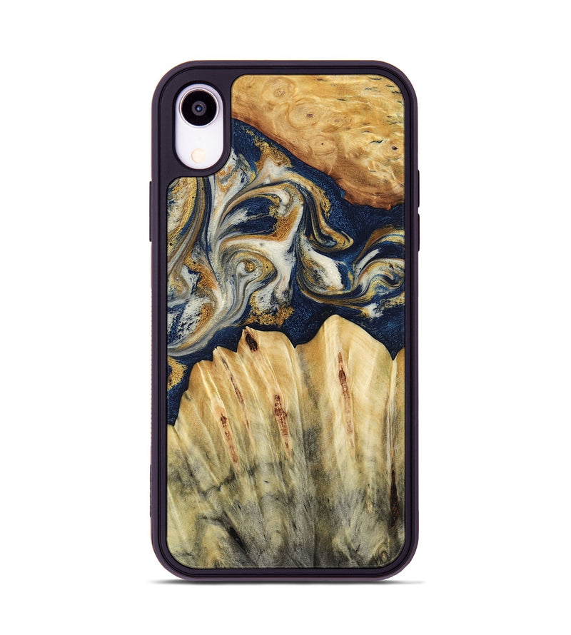 iPhone Xr Wood Phone Case - Judi (Teal & Gold, 787488)