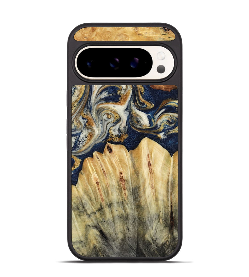 Pixel 9 Pro Wood Phone Case - Judi (Teal & Gold, 787488)