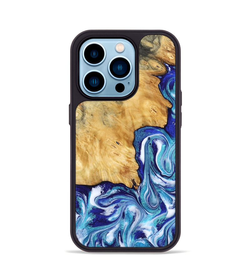 iPhone 14 Pro Wood Phone Case - Christi (Blue, 787634)