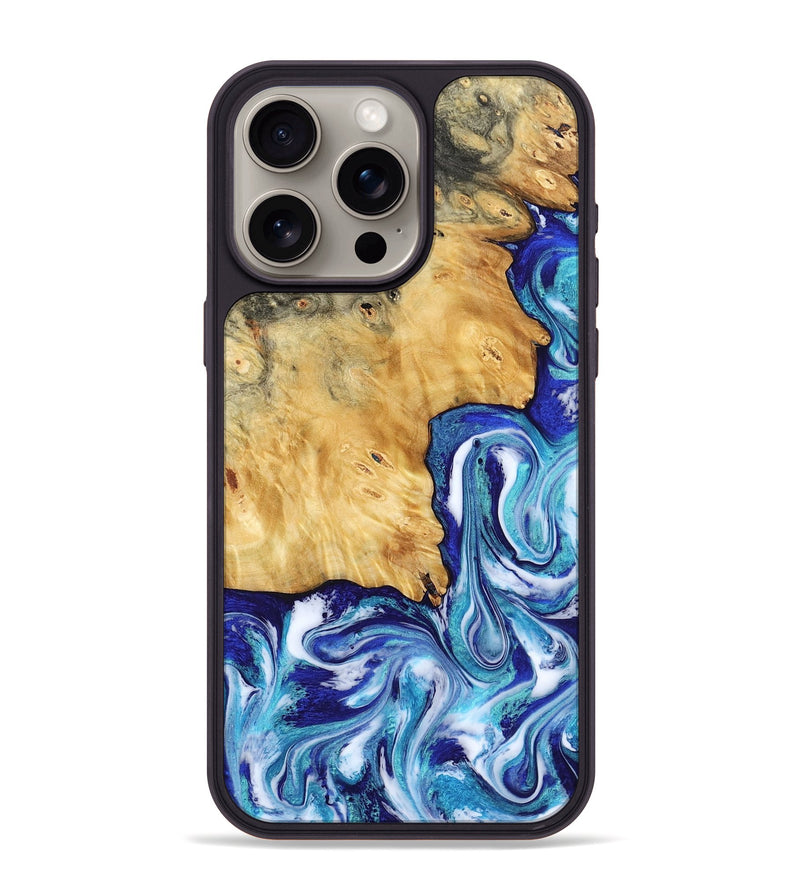iPhone 15 Pro Max Wood Phone Case - Christi (Blue, 787634)