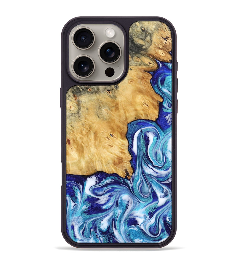 iPhone 16 Pro Max Wood Phone Case - Christi (Blue, 787634)
