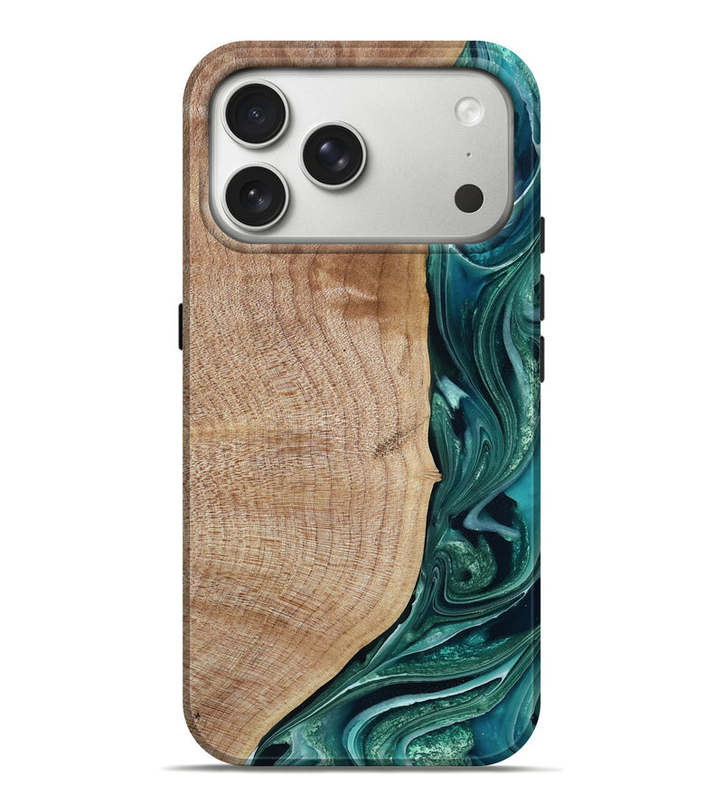 iPhone 17 Pro Max Wood Live Edge Phone Case - Dillion (Green, 787783)