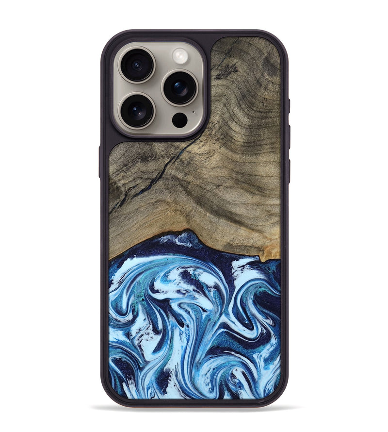 iPhone 15 Pro Max Wood Phone Case - Kole (Blue, 787803)