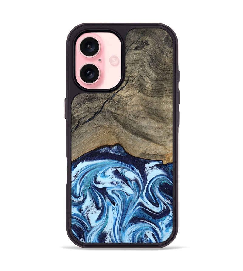 iPhone 16 Wood Phone Case - Kole (Blue, 787803)