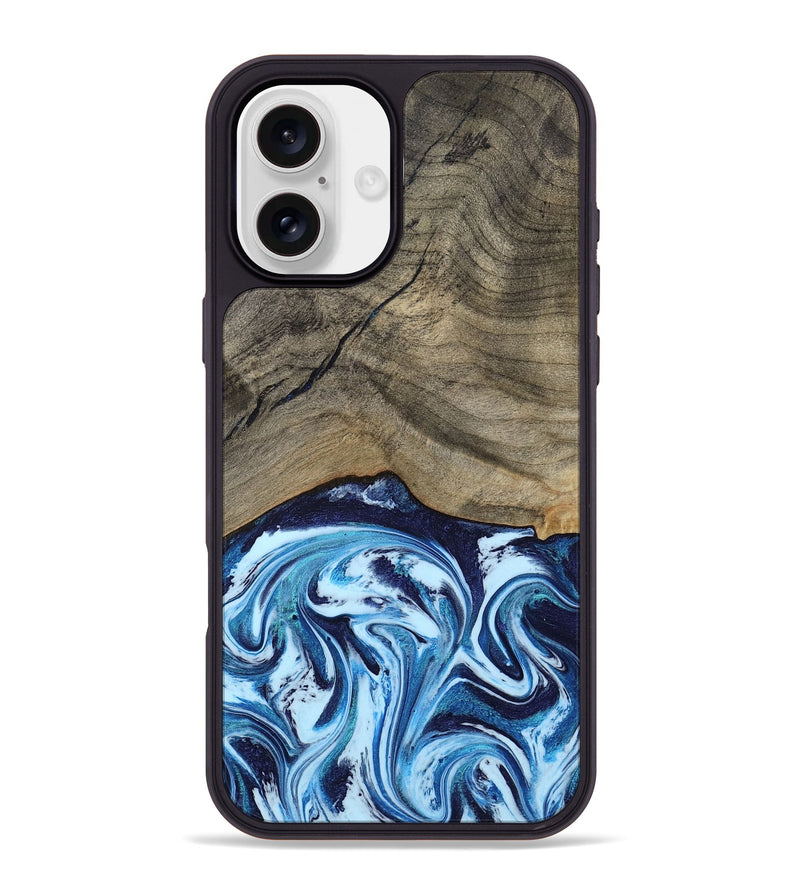 iPhone 16 Plus Wood Phone Case - Kole (Blue, 787803)