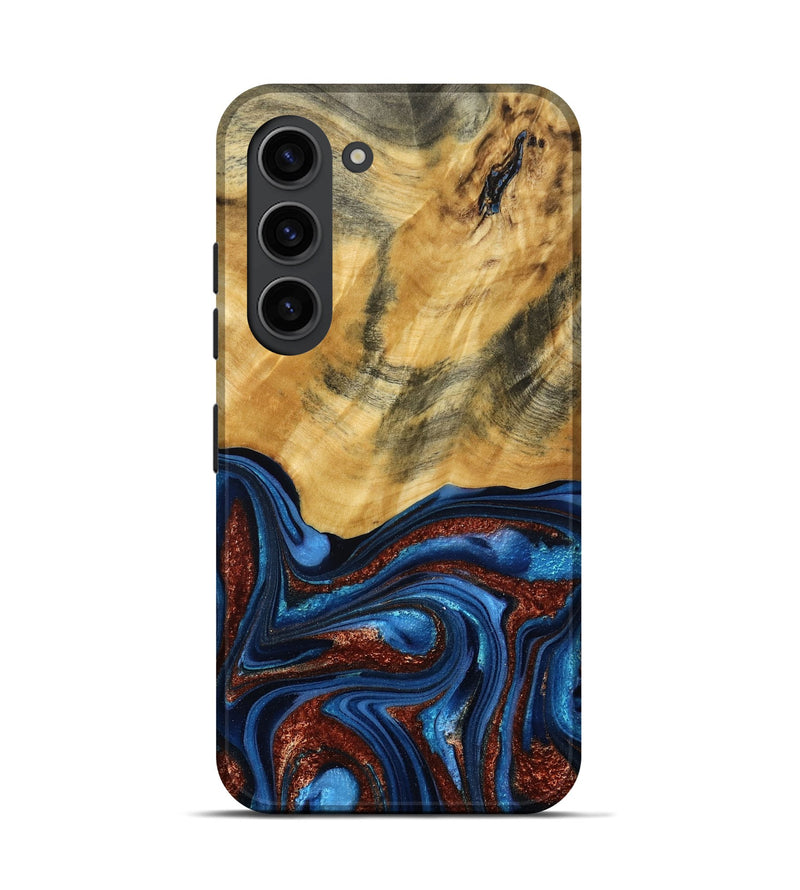 Galaxy S23 Wood Live Edge Phone Case - Ian (Teal & Gold, 787965)