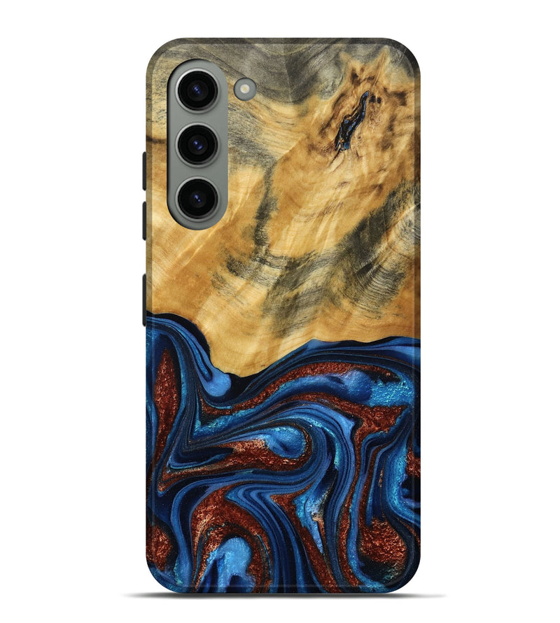 Galaxy S23 Plus Wood Live Edge Phone Case - Ian (Teal & Gold, 787965)