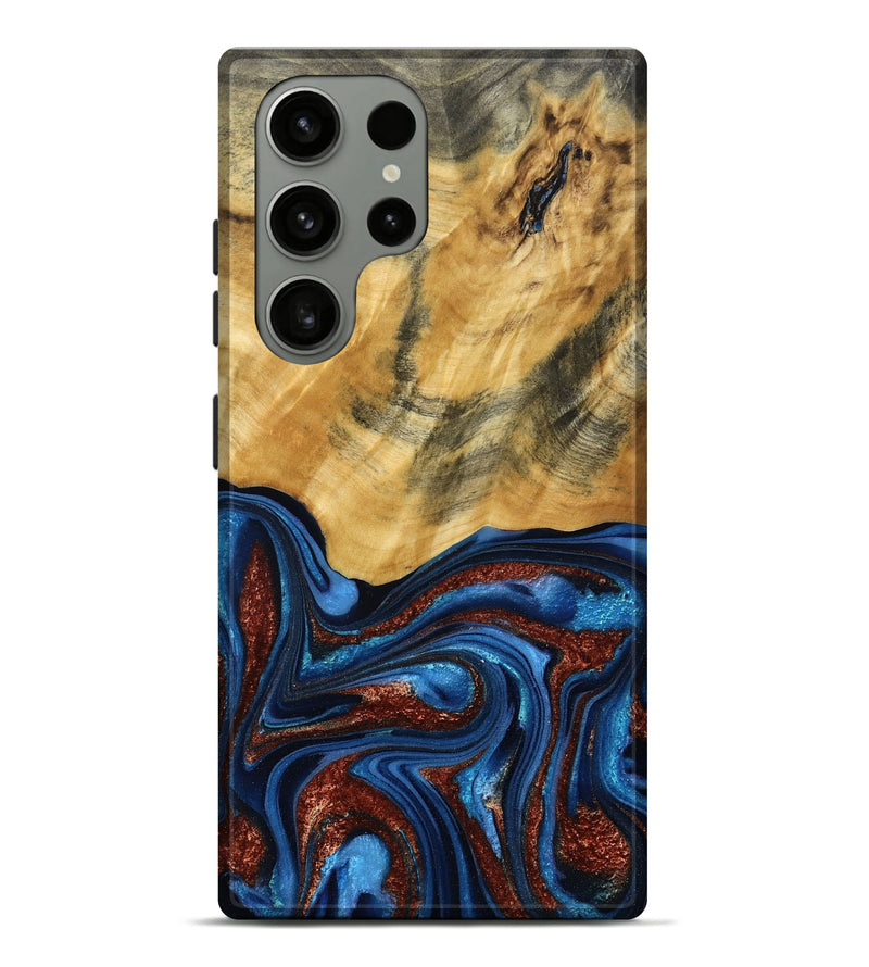 Galaxy S23 Ultra Wood Live Edge Phone Case - Ian (Teal & Gold, 787965)