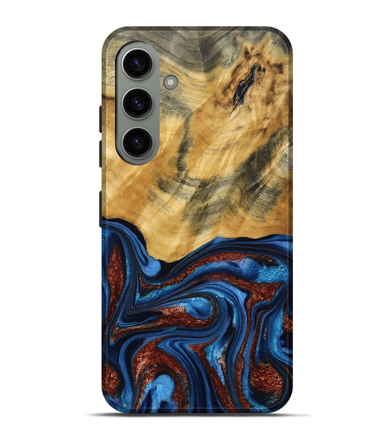 Galaxy S24 Plus Wood Live Edge Phone Case - Ian (Teal & Gold, 787965)