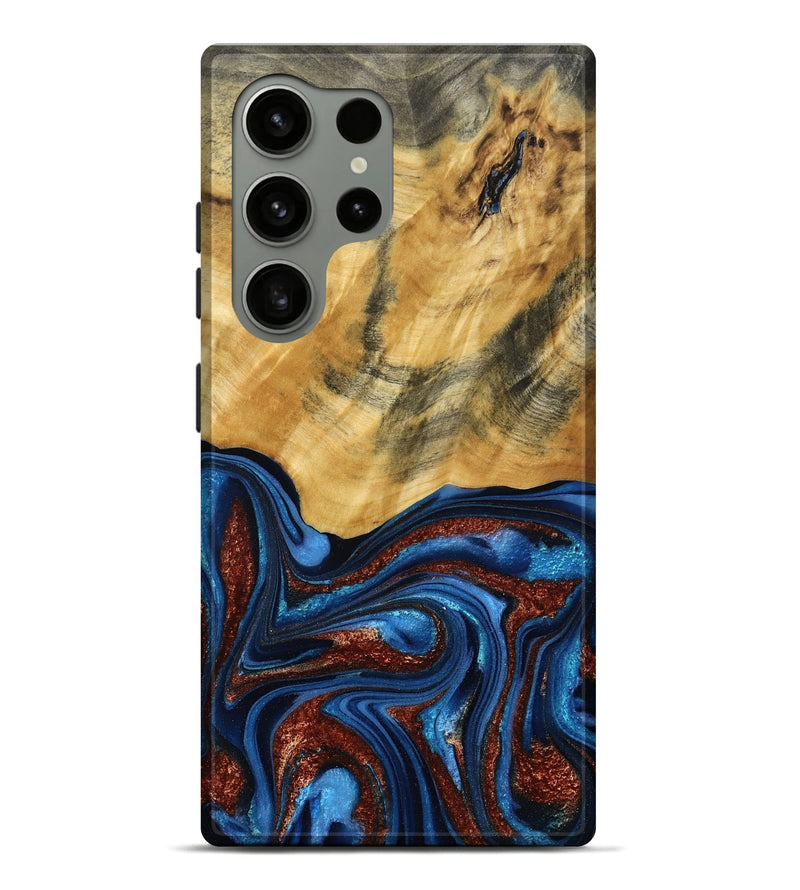 Galaxy S24 Ultra Wood Live Edge Phone Case - Ian (Teal & Gold, 787965)